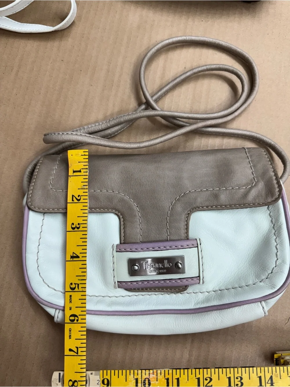 Tignanello Cream, Taupe & Pink Accent Crossbody Bag